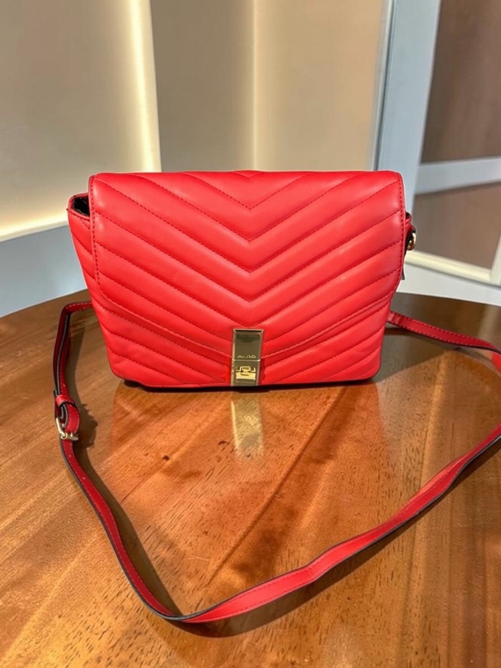 50% off NEW Aldo Red Quilted Crossbody Bag with Gold Hardware